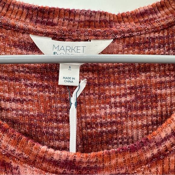 Market & Spruce Allison Burgundy Red & Orange Space Dye Short Sleeve Mini Dress - Picture 5 of 6